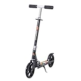 Goplus Folding Kick Scooter for Adult Teen Deluxe Aluminum Glider Adjustable Height w/ Kickstand, 220lbs Capacity (Black)