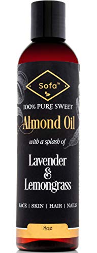 Sofa Oils Sweet Almond Oil for Skin | Body Oil Blend w/Lavender & Lemongrass Essential Oils for Dry Skin | 8 Oz| Body & Face Moisturizer | Highest Quality Ingredients| Massage Oil for Men & Women