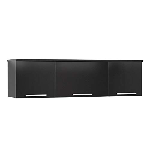 Black Coal Harbor Wall Mounted Hutch, 12.5"D x 47.25"W x 13"H, Black