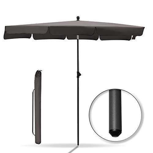 BelleMax Sonnenschirm Balkon Rechteckig 200 x 125 cm Anthrazit Rechteckiger Sonnenschirm mit Schutzhülle Neigungswinkel & Höhe verstellbar Balkonschirm Gartenschirm Terrassenschirm Sonnenschutz UV50+ – Bild 3