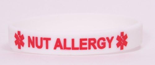 Nut Allergy Silicone Bracelet, White (6.25 Inches)