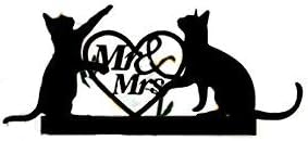 Romantic wedding cake hat - sweet kissing - two cats wedding cake topper mr and mrs (6 inches)