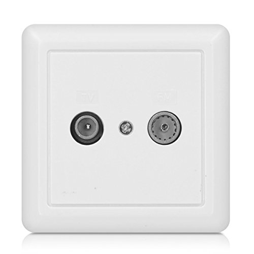 kwmobile Double TV/FM Wall Socket - Twin TV Aerial Socket Coaxial Connector for Television and Radio - Dual 2 Gang Aerial Wall Plug Plate in White