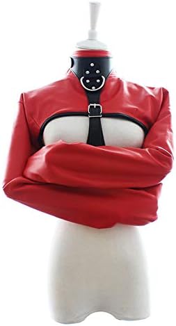 PU Leather Collar & Arms Harness Lingerie Set-Red …
