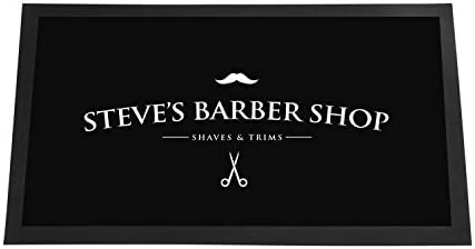 Artylicious Personalised Black moustache Barber Shop counter top bar runner, scissor mat
