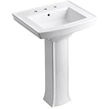 KOHLER K-2359-8-0 Archer Pedestal Bathroom Sink with 8-Inch Centers, White