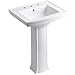 KOHLER K-2359-8-0 Archer Pedestal Bathroom Sink with 8-Inch Centers, White