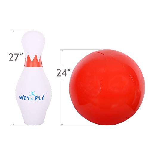WEY&FLY Giant Inflatable Bowling Game Set - Jumbo Size - 6 27" Pins and 1 24" Ball and 1 Pump, Giant Indoor and Outdoor Game, Fun for Kids of All Ages, A Great Party Game for Kids and Family