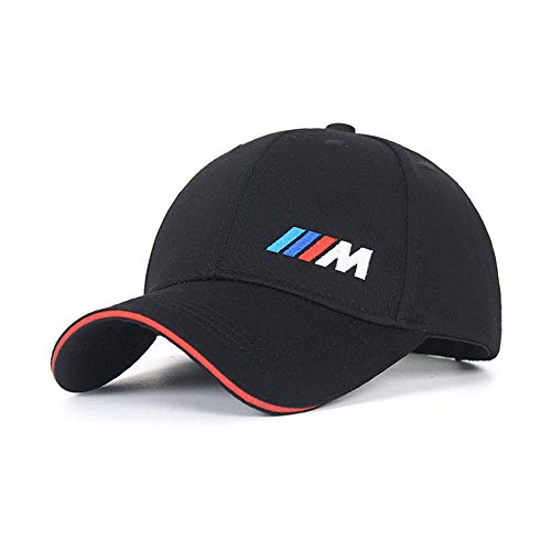 Car Logo M Series Adjustable Baseball Hat, Unisex Hat Sports Cap with Sporty Red Trim, Car Racing Motor Cap for BMW (Black)