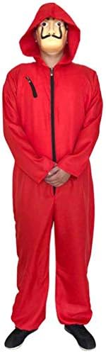 Unisex Dali Mask Red Costume for La Casa De Papel Coverall Jumpsuits Halloween Cosplay Hoodie Costume
