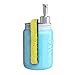 Comfify Mason Jar Kitchen Soap Dispenser & Sponge Holder - Sink Organizer - 14oz Kitchen Counter Liquid Soap Dispenser with Stainless Steel Pump, Blue Ceramic Soap Holder w/Free Sponge