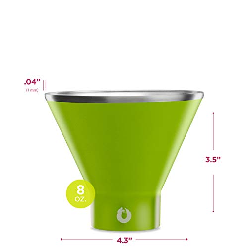 SNOWFOX Champagne Insulated Stainless Steel Stemless, Martini Glass, Lime - Thumbnail 3