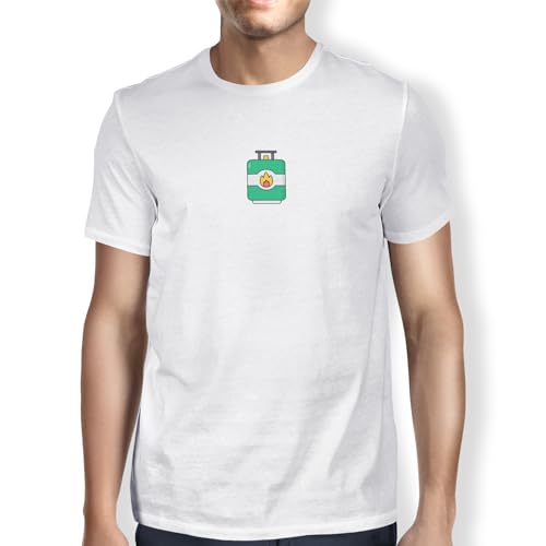 Green Fish, Basic Herren T-Shirt, 100% Baumwolle, Regular Fit, Digital Icon Printed, Größe: M, Farbe: Weiß