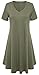Halife Women's Casual Solid Loose Fit V-neck T-shirt Tunic Dress with Sleeves