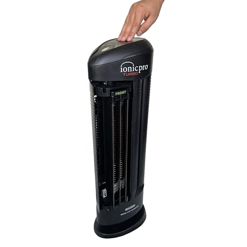 Ionic Pro Turbo (TA550) Ionic Air Purifier Tower for Home, Quiet Ionic Filterless Design, Covers Up to 600 Sq. Ft., Removes Odors, Smoke, Dust, and Allergens – Black
