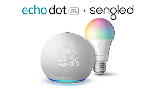 Echo Dot (4th Gen) with Clock Glacier White with Sengled