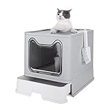 BTOYM Foldable Cat Litter Box with Lid, Large Top