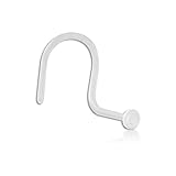 Bioflex Curved Nose Piercing Retainer With Flat Disc - Clear 0.8 x 6mm