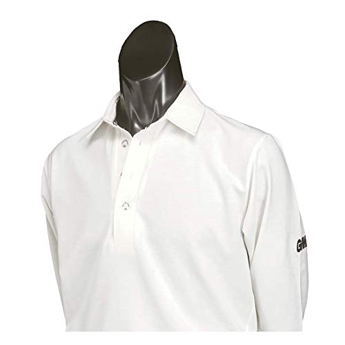 Gunn & Moore GM | Men's Maestro Cricket Shirt, Super Lightweight, Quick Drying, White, Sizes XS Junior to 3XL