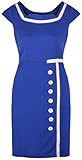Amoin Navy Black Sailor Nautical Pinup Rockabilly Vintage Retro Pencil Women's Dress