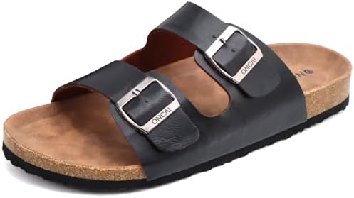 ONCAI Mens Sandals,Beach Arch Support Slides Cork Footbed Slippers