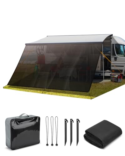 SUPAREE Sun Shade Awning Camping Car Sun Shade Caravan Wall Awning Camping Car Sun Blocker UV Protection Windshield Awning for Van RV 12ft x 8ft