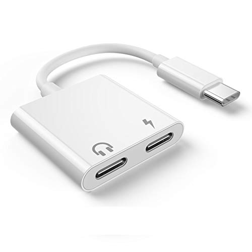 Dafanbe USB C Headphone Adapter USB C Headphone Jack Dual Type C Adapter Earphone Audio PD Fast Charging Compatible with Samsung Note 10, LG, Google Pixel 3/3XL/2/2XL, 2018 New iPod Pro, Xiaomi