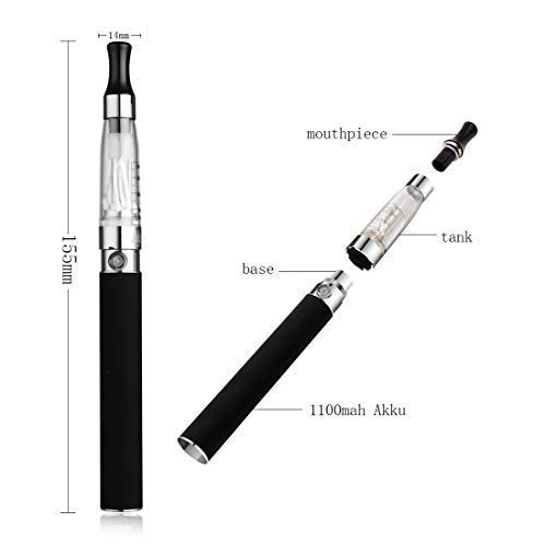 E Zigarette Starterset Elektronische Zigarette E Shisha Liquid: 2x Ego T mit 1100mah Akku + 10 X CE4 Atomizer Verdampfer… – Bild 3