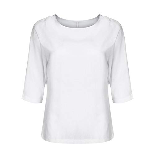 Orangeskycn Women Pullover O-Neck Plus Size Solid 3/4 Sleeve Shirt Tops
