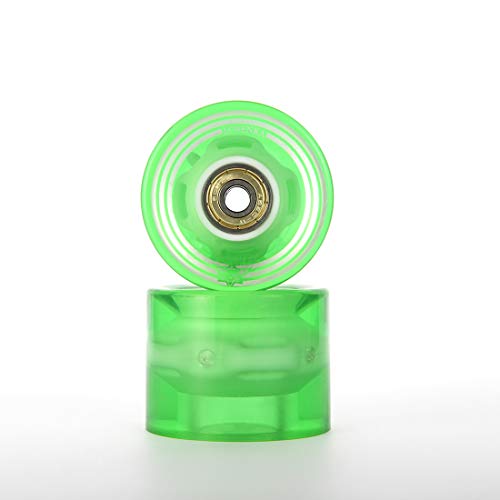 LOSENKA 6045 Fish Skateboard Wheels Flash PU Crusier Skateboard Wheels (4 Pack with Bearing) (Flash Green)
