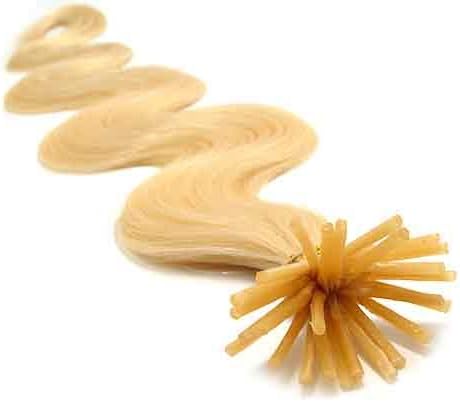 25 Strands Wavy Body Wave Micro Ring Links Locks Beads Keratin Stick I Tipped Pre Bonded Human Hair Extensions Color (#613 Lightest Blonde)