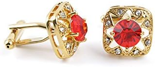 1 pair Gift Cuff Classic Cloth Party Mens Button Cufflinks DENH9 Diamond Red Crystal