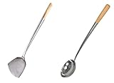 Home Use Stainless Hand-Tooled Chuan & Hoak (Spatula & Ladle) Set (L,19.25