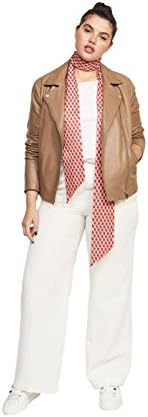 Violeta By Mango Women's Plus Size Zip-Detail Leather Biker Jacket, Light.5Pastel Brown, M