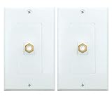 RCA Wall plate, Single RCA Keystone Insert with White Center Jack Wall Plate for Subwoofer,Stereo Receiver and Other Equipment with RCA Component Audio/Video (2 Pack)