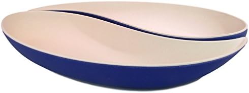 Bamboozle - Pisces Two Section Server, Party Snack Dishes & Dip Bowl, Made of Biodegradable Bamboo Fiber, Sustainable & BPA Free (Sapphire)
