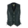 Leatherick heren vest van echt leer met kant in bikerstijl, casual mode