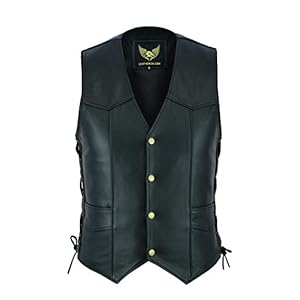 Leatherick heren vest van echt leer met kant in bikerstijl, casual mode