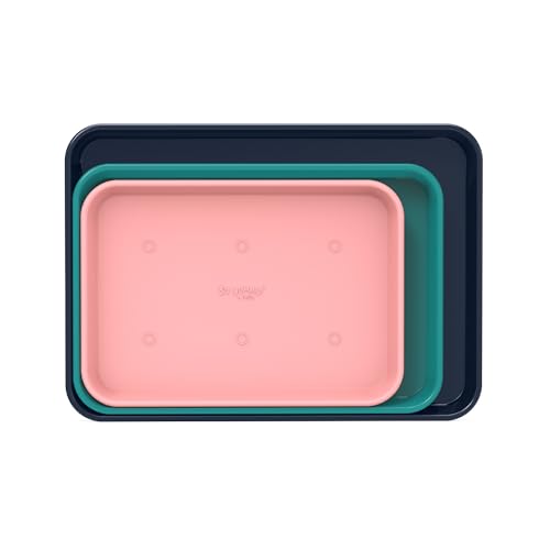 So Yummy by bella 3 Piece Cookie Pan Set, Nonstick Bakeware Set with 3 Rectangular Aluminum Baking Trays, Dishwasher Safe & PFAS Free, for Cookies, Brownies, Pizza & Cake, Assorted Colors, So Yummy