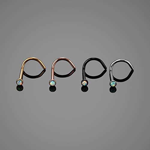 Xpircn 4PCS 20G Stainless Steel Nose Ring Studs 2mm Opal Nose Rings Screw Piercing Jewelry 4 Colors - Thumbnail 5