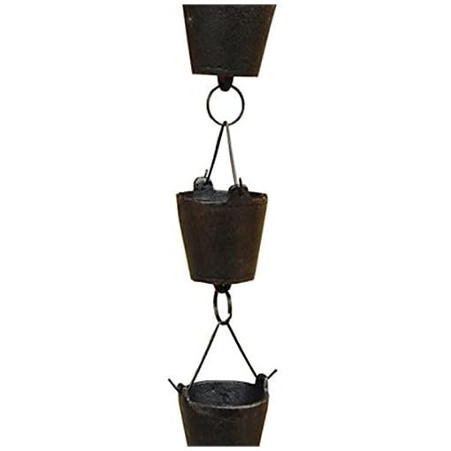 NACH Heavy Duty Cast Iron Bucket Rain Chain, Decorative Rain Chains for
