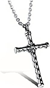 WuBeFine Men's Cool Jewelry Titanium Steel Cross Pendant Necklace