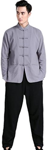 上海物語 Shanghai Story メンズ フォーマル カンフースーツ 長袖 立て襟 棉麻 スーツ スポーツ中華服上下セット 太極拳服 武術服 演舞服 カンフー服 功夫服 中国拳法服専用