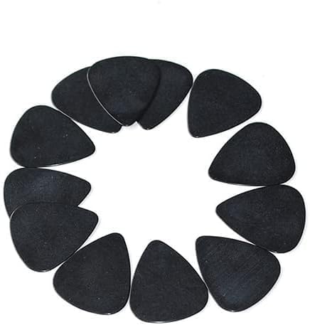 10Pcs Black Celluloid Guitar Plectrums for Electric, Acoustic, or Bass Guitar - 0.5mm Thickness, Pick Holders Included