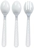 Lillian Tablesettings 3 Count Lacetagon Two Spoons And One Fork Serving Set, White