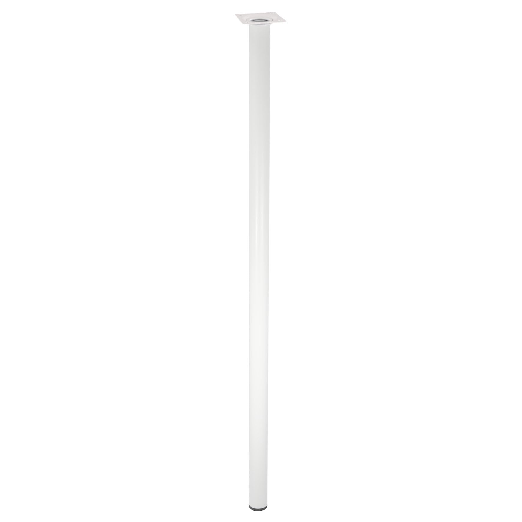 WAGNER Classic Retro 12168001 Furniture Leg Diameter 30 x 800 mm Integrated Mounting Plate 60 x 60 mm Internal Thread Diameter 10 mm Powder-Coated Steel White