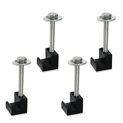 Tiardey 4Pcs Aluminum Mounting Clamps for Pickup Truck Tool Box Mount Tie Downs J Hook Crossover Tool box Pickup