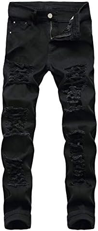 ZH8FCHAN Jeans for Men Stretch Slim Fit Denim with Pleated