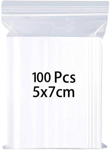 5x7cm 100 Grip Seal Bags, Small Clear Plastic Bags, Resealable