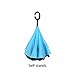 NewSight Reverse/Inverted Double-Layer Waterproof Straight Umbrella, Self-Standing & C-Shape Handle & Carrying Bag for Free Hands, Inside-Out Folding for Car Use (Sky Blue)